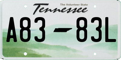 TN license plate A8383L