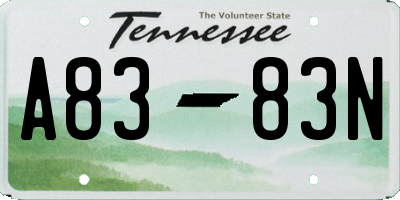 TN license plate A8383N