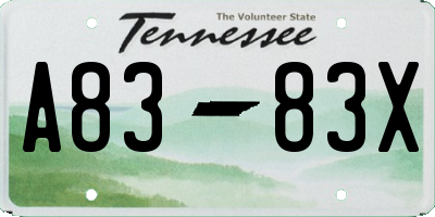 TN license plate A8383X
