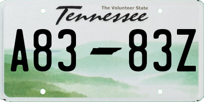 TN license plate A8383Z