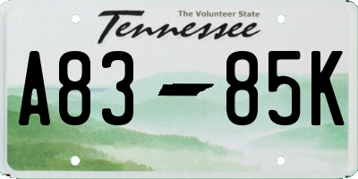 TN license plate A8385K