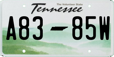 TN license plate A8385W