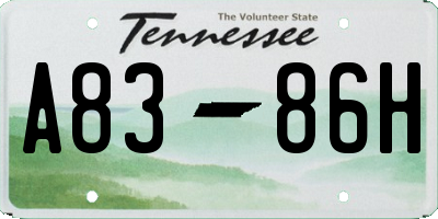 TN license plate A8386H