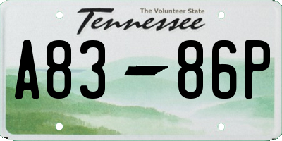 TN license plate A8386P