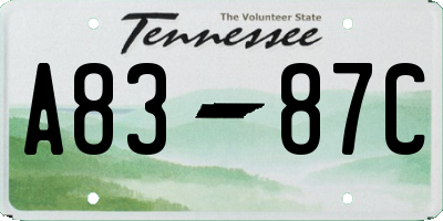 TN license plate A8387C