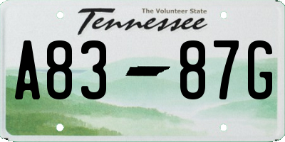 TN license plate A8387G
