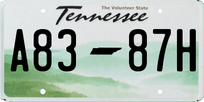 TN license plate A8387H