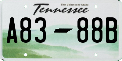 TN license plate A8388B