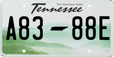 TN license plate A8388E
