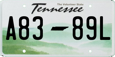 TN license plate A8389L