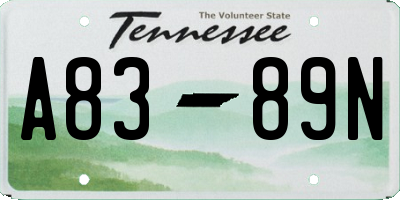 TN license plate A8389N