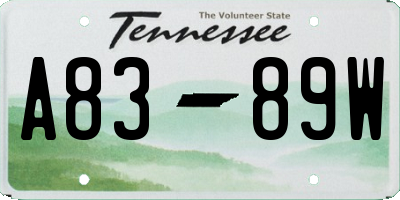 TN license plate A8389W