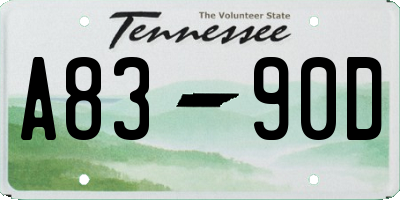 TN license plate A8390D