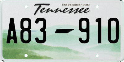 TN license plate A8391O
