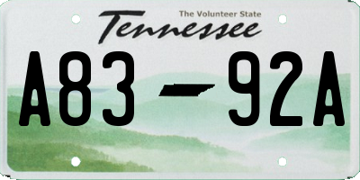 TN license plate A8392A