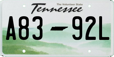 TN license plate A8392L