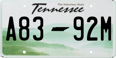 TN license plate A8392M