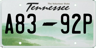 TN license plate A8392P