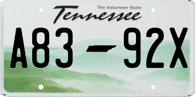 TN license plate A8392X