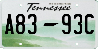 TN license plate A8393C