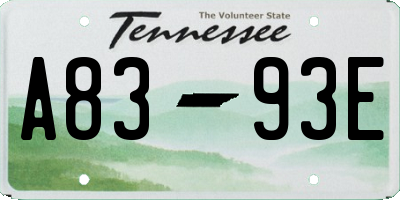 TN license plate A8393E