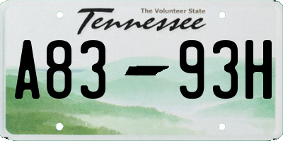 TN license plate A8393H