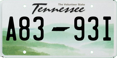 TN license plate A8393I