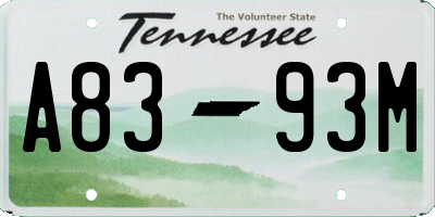 TN license plate A8393M