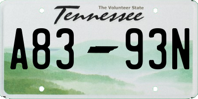 TN license plate A8393N