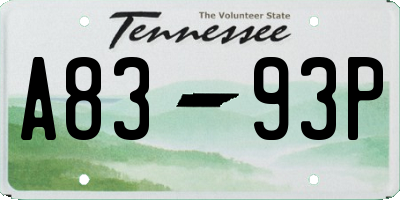 TN license plate A8393P