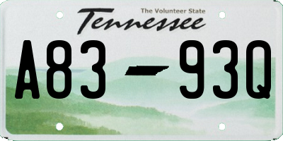 TN license plate A8393Q