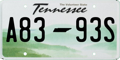 TN license plate A8393S