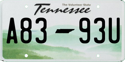 TN license plate A8393U
