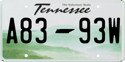 TN license plate A8393W