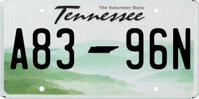 TN license plate A8396N