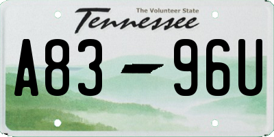 TN license plate A8396U