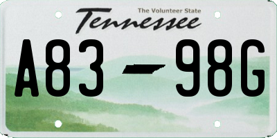 TN license plate A8398G