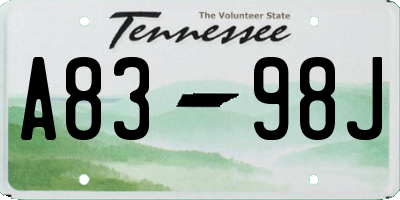 TN license plate A8398J