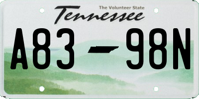 TN license plate A8398N