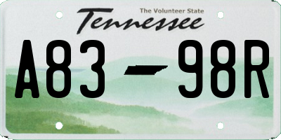 TN license plate A8398R