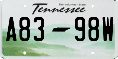 TN license plate A8398W