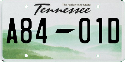 TN license plate A8401D