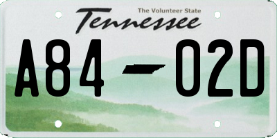 TN license plate A8402D