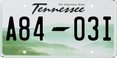 TN license plate A8403I