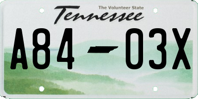 TN license plate A8403X