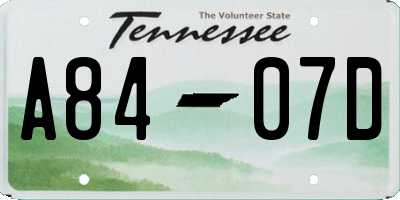 TN license plate A8407D