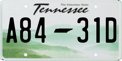 TN license plate A8431D