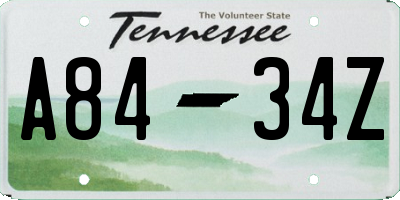 TN license plate A8434Z