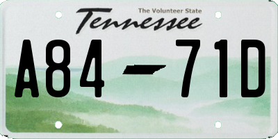 TN license plate A8471D