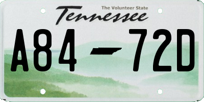TN license plate A8472D